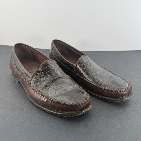 Johnston & Murphy Other - Johnston & Murphy Brown Croc Loafers Men's 10.5 M Leather Casual Shoes Slip On
